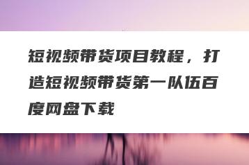 短视频带货项目教程，打造短视频带货第一队伍百度网盘下载