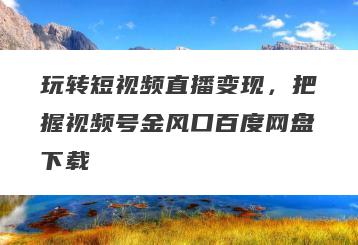 玩转短视频直播变现，把握视频号金风口百度网盘下载