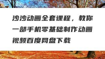 沙沙动画全套课程，教你一部手机零基础制作动画视频百度网盘下载