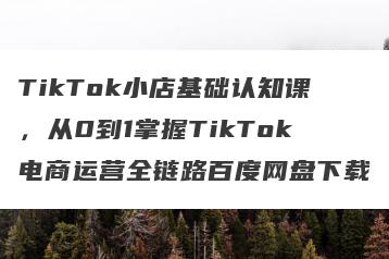 TikTok小店基础认知课，从0到1掌握TikTok电商运营全链路百度网盘下载