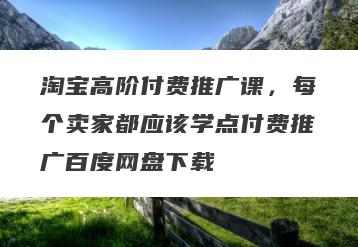淘宝高阶付费推广课，每个卖家都应该学点付费推广百度网盘下载