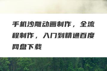 手机沙雕动画制作，全流程制作，入门到精通百度网盘下载