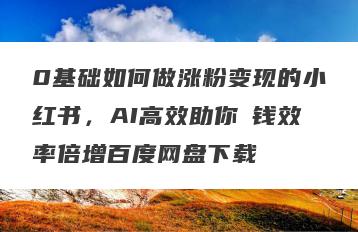 0基础如何做涨粉变现的小红书，AI高效助你賺钱效率倍增百度网盘下载