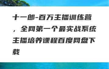 十一郎-百万主播训练营，全网第一个最实战系统主播培养课程百度网盘下载