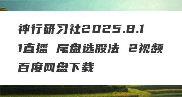 神行研习社2025.8.11直播 尾盘选股法 2视频百度网盘下载