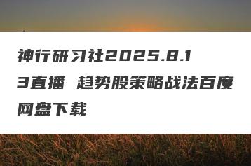 神行研习社2025.8.13直播 趋势股策略战法百度网盘下载
