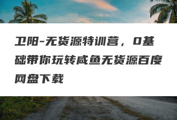 卫阳-无货源特训营，0基础带你玩转咸鱼无货源百度网盘下载