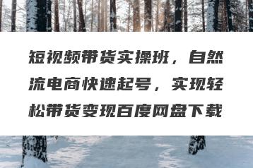 短视频带货实操班，自然流电商快速起号，实现轻松带货变现百度网盘下载