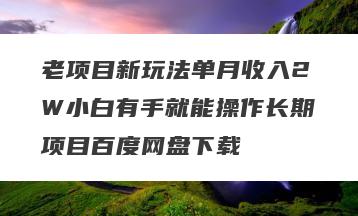 老项目新玩法单月收入2W小白有手就能操作长期项目百度网盘下载