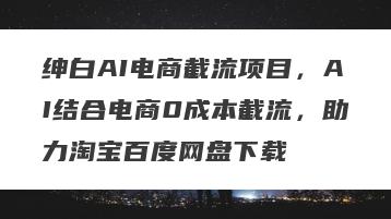 绅白AI电商截流项目，AI结合电商0成本截流，助力淘宝百度网盘下载
