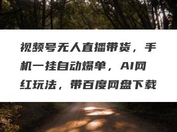 视频号无人直播带货，手机一挂自动爆单，AI网红玩法，带百度网盘下载