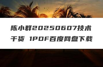 陈小群20250607技术干货 1PDF百度网盘下载