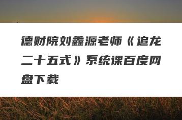 德财院刘鑫源老师《追龙二十五式》系统课百度网盘下载