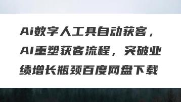 Ai数字人工具自动获客，AI重塑获客流程，突破业绩增长瓶颈百度网盘下载