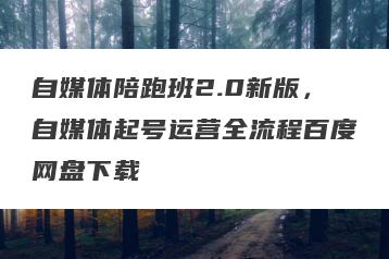 自媒体陪跑班2.0新版，自媒体起号运营全流程百度网盘下载