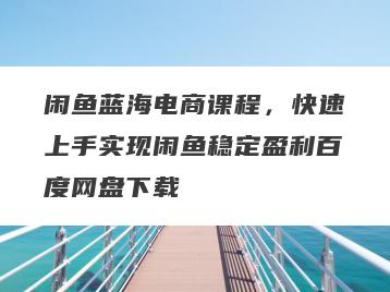 闲鱼蓝海电商课程，快速上手实现闲鱼稳定盈利百度网盘下载