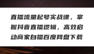 直播流量起号实战课，掌握抖音直播逻辑，高效启动商家自播百度网盘下载