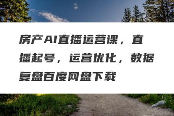 房产AI直播运营课，直播起号，运营优化，数据复盘百度网盘下载