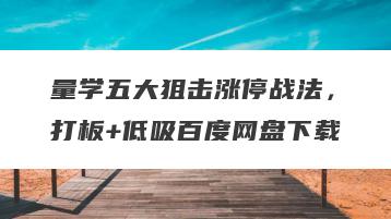 量学五大狙击涨停战法，打板+低吸百度网盘下载
