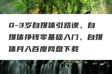0-3岁自媒体引路课，自媒体挣钱零基础入门，自媒体月入百度网盘下载