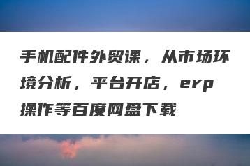 手机配件外贸课，从市场环境分析，平台开店，erp操作等百度网盘下载