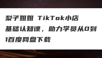 梨子姐姐・TikTok小店基础认知课，助力学员从0到1百度网盘下载