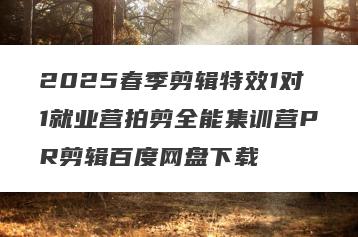 2025春季剪辑特效1对1就业营拍剪全能集训营PR剪辑百度网盘下载