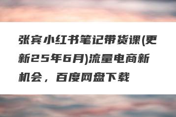 张宾小红书笔记带货课(更新25年6月)流量电商新机会，百度网盘下载
