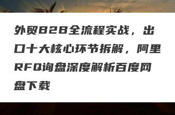 外贸B2B全流程实战，出口十大核心环节拆解，阿里RFQ询盘深度解析百度网盘下载