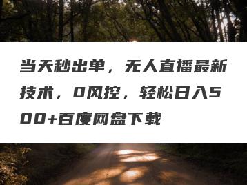 当天秒出单，无人直播最新技术，0风控，轻松日入500+百度网盘下载