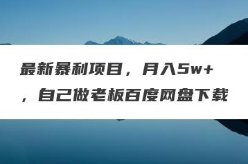 最新暴利项目，月入5w+，自己做老板百度网盘下载