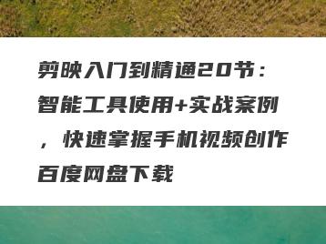 剪映入门到精通20节：智能工具使用+实战案例，快速掌握手机视频创作百度网盘下载