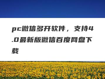 pc微信多开软件，支持4.0最新版微信百度网盘下载