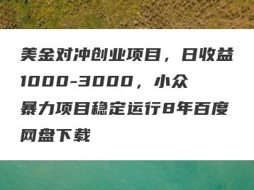 美金对冲创业项目，日收益1000-3000，小众暴力项目稳定运行8年百度网盘下载