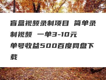 盲盒视频录制项目 简单录制视频 一单3-10元 单号收益500百度网盘下载