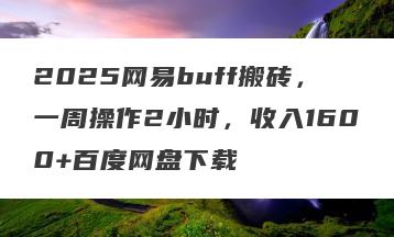 2025网易buff搬砖，一周操作2小时，收入1600+百度网盘下载