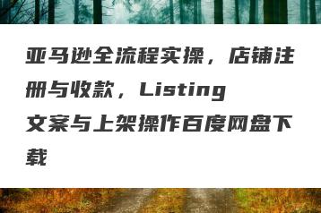 亚马逊全流程实操，店铺注册与收款，Listing文案与上架操作百度网盘下载