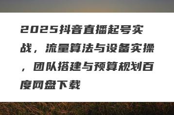 2025抖音直播起号实战，流量算法与设备实操，团队搭建与预算规划百度网盘下载