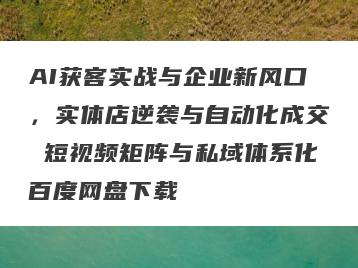 AI获客实战与企业新风口，实体店逆袭与自动化成交 短视频矩阵与私域体系化百度网盘下载