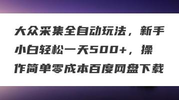 大众采集全自动玩法，新手小白轻松一天500+，操作简单零成本百度网盘下载