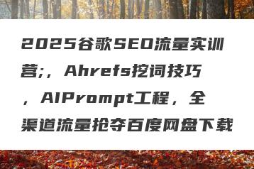 2025谷歌SEO流量实训营;，Ahrefs挖词技巧，AIPrompt工程，全渠道流量抢夺百度网盘下载