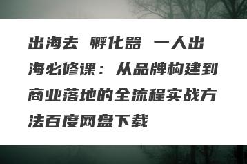 出海去 孵化器 一人出海必修课：从品牌构建到商业落地的全流程实战方法百度网盘下载