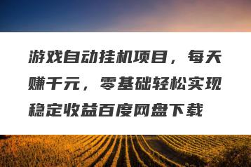 游戏自动挂机项目，每天赚千元，零基础轻松实现稳定收益百度网盘下载