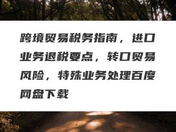 跨境贸易税务指南，进口业务退税要点，转口贸易风险，特殊业务处理百度网盘下载