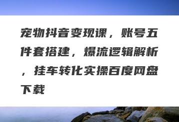 宠物抖音变现课，账号五件套搭建，爆流逻辑解析，挂车转化实操百度网盘下载