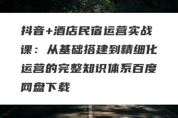 抖音+酒店民宿运营实战课：从基础搭建到精细化运营的完整知识体系百度网盘下载