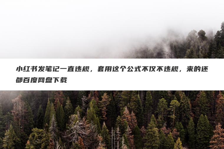 小红书发笔记一直违规,套用这个公式不仅不违规,来的还都百度网盘下载 小红书发笔记一直违规,套用这个公式不仅不违规,来的还都百度网盘下载
