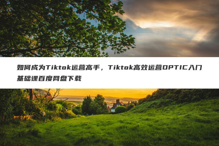 如何成为Tiktok运营高手，Tiktok高效运营OPTIC入门基础课百度网盘下载