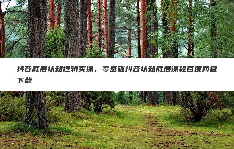 抖音底层认知逻辑实操，零基础抖音认知底层课程百度网盘下载