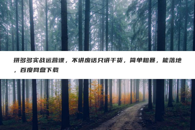 拼多多实战运营课,不讲废话只讲干货,简单粗暴,能落地,百度网盘下载 拼多多实战运营课,不讲废话只讲干货,简单粗暴,能落地,百度网盘下载